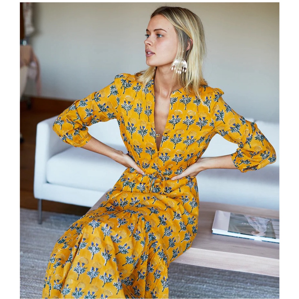 Emerson Fry Frances Dress— Yellow Marigolds print